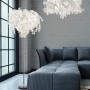 Moderne Reality Pendelleuchte Leavy in Chrom mit Blätter-Optik, 70x70x150cm.