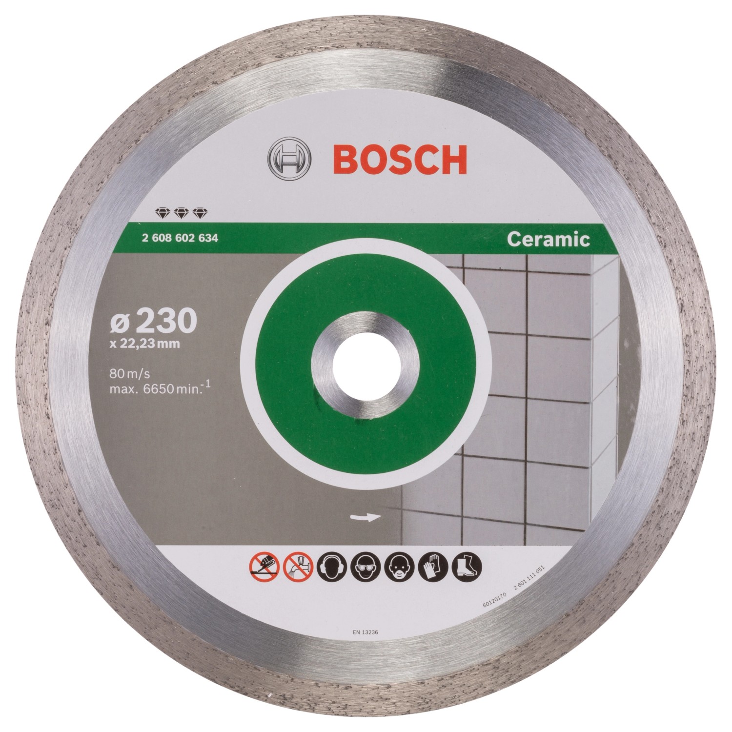 Bosch Diamanttrennscheibe für Keramik, 230 mm Durchmesser, für Winkelschleifer.