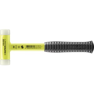 Halder Schonhammer Supercraft, 30 mm, gelb-fluoreszierend, mit Stahlrohrstiel und Gummigriff.