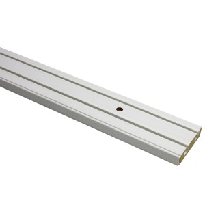 Weiße Gardinia Vorhangschiene GE2, 2-läufig, 120 cm, mit vorgebohrtem Loch.