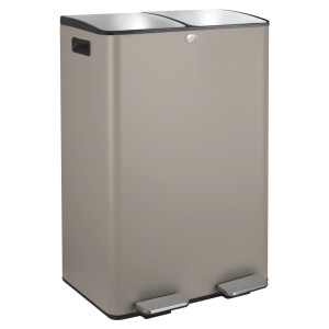 Spirella Aliya Kosmetikeimer, 2x30L, Taupe matt, mit zwei Fächern zur Mülltrennung.