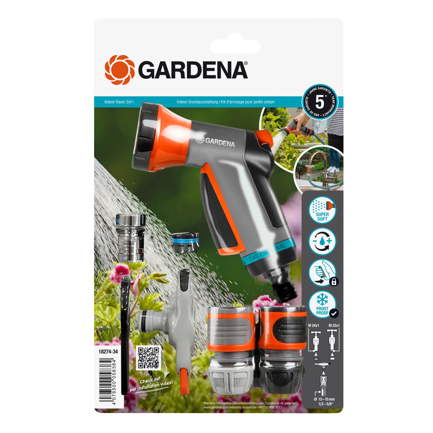 Gardena Indoor GrundausstattungAktion Set mit Bewässerungsbrause und