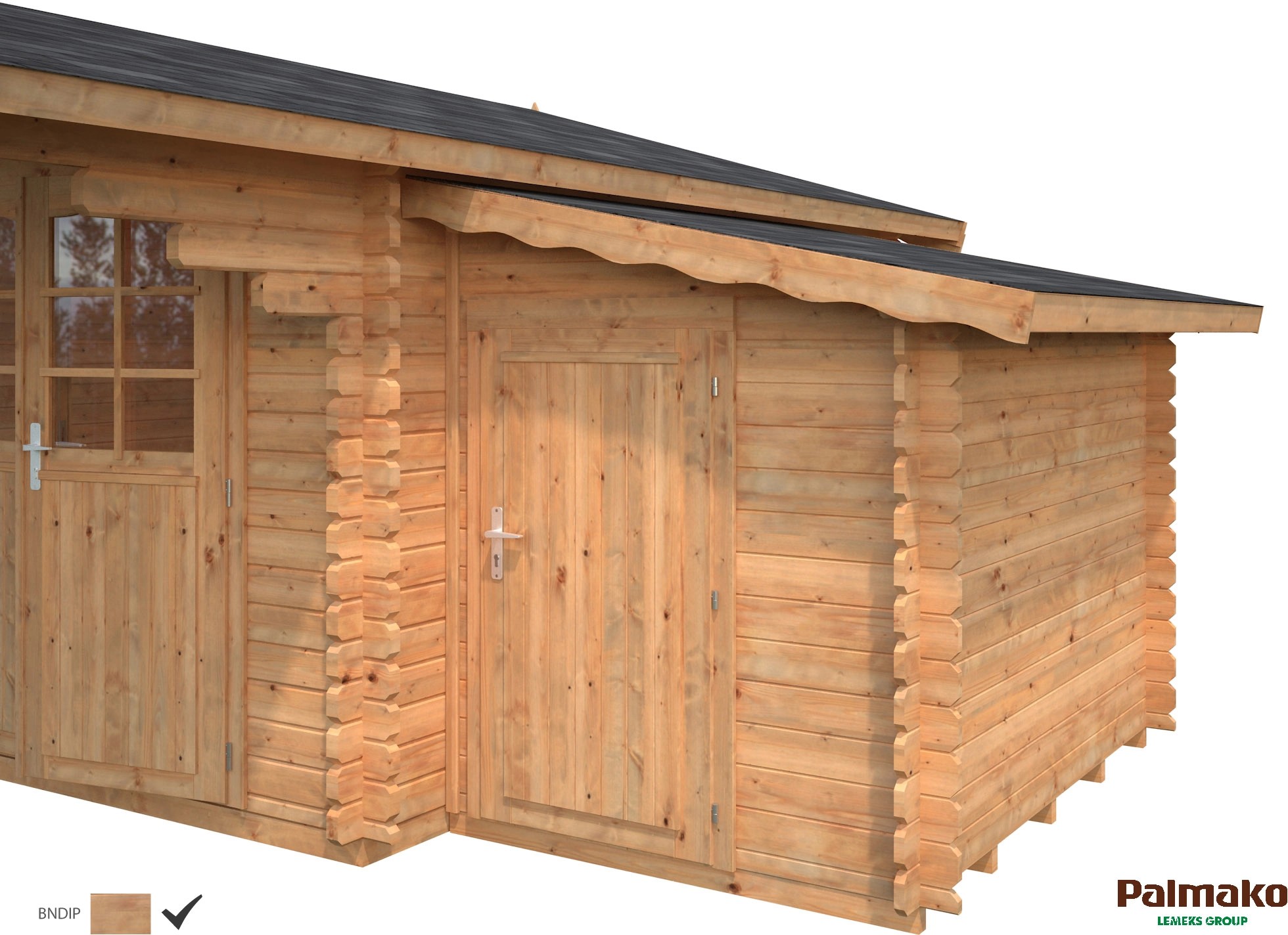Palmako Anbauschuppen für HolzGartenhäuser Braun tauchgrundiert 153 cm