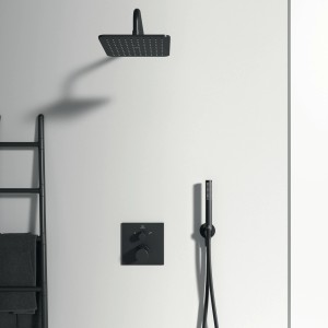 Ideal Standard Idealrain Kopfbrauseanschluss, 400 mm, Schwarz matt. Wandanschluss für Duschkopf.