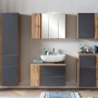 Badmöbel-Set Ancona: Hängeschrank in Grau-Wotaneiche, Waschbecken und Spiegelschrank für modernes Bad.