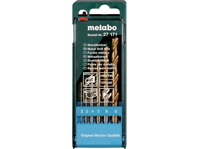 Metabo HSS-CO Bohrerkassette 19-teilig - Für Stahl, Metall, Kunststoff, Ø1-10mm, In Metallbox