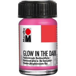 Marabu Glow in the Dark Farbe, Set Dream, 3 x 15 ml, Nachleucht-Pink, Nachleucht-Grün und Primer.