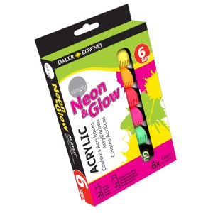 Simply Aluminium Acryl-Tuben 6er-Set Neon, leuchtende Farben für Kunstprojekte.