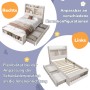 okwish Kinderbett 90x190cm mit Schubladen und Sitzbank Kinderzimmer Weiß ohne Matratze_7