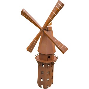 Windmühle in Rostoptik von Ferrum Art Design, 181 cm hoch, für die Gartendekoration.