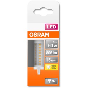 Osram LED R7S Leuchtmittel, Röhrenform, 6,5W, warmweiß, 806 Lumen, 7,8x2,9cm.