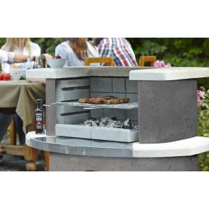 Buschbeck Grillbar Stockholm aus Stahlbeton mit Grillrost und Edelstahlblende.
