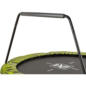 Detailaufnahme: EXIT Tiggy Junior Trampolin, schwarz-grün, mit Haltebügel.