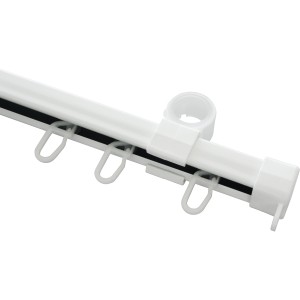 Weiße Gardinia U-Laufschiene (110 cm) mit Zubehör für Stilgarnituren.