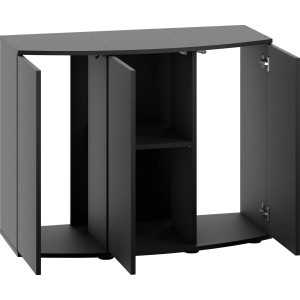 Schwarzer Juwel Aquariumunterschrank SBX Vision 180 mit offenen Türen und Stauraum.