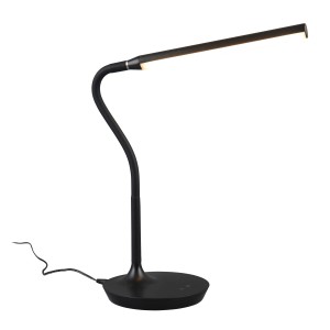 Schwarze LED-Tischleuchte Toro mit flexiblem Arm, ideal als Schreibtischlampe.