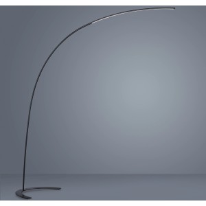 Schwarze Trio LED Bogenlampe Shanghai, moderne Stehleuchte aus Metall für Wohnzimmer.
