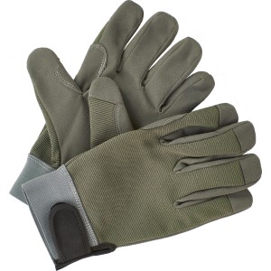 Olivgrüne LUX Gartenhandschuhe Gr. 8 mit Klettriemen für optimalen Sitz bei der Gartenarbeit.