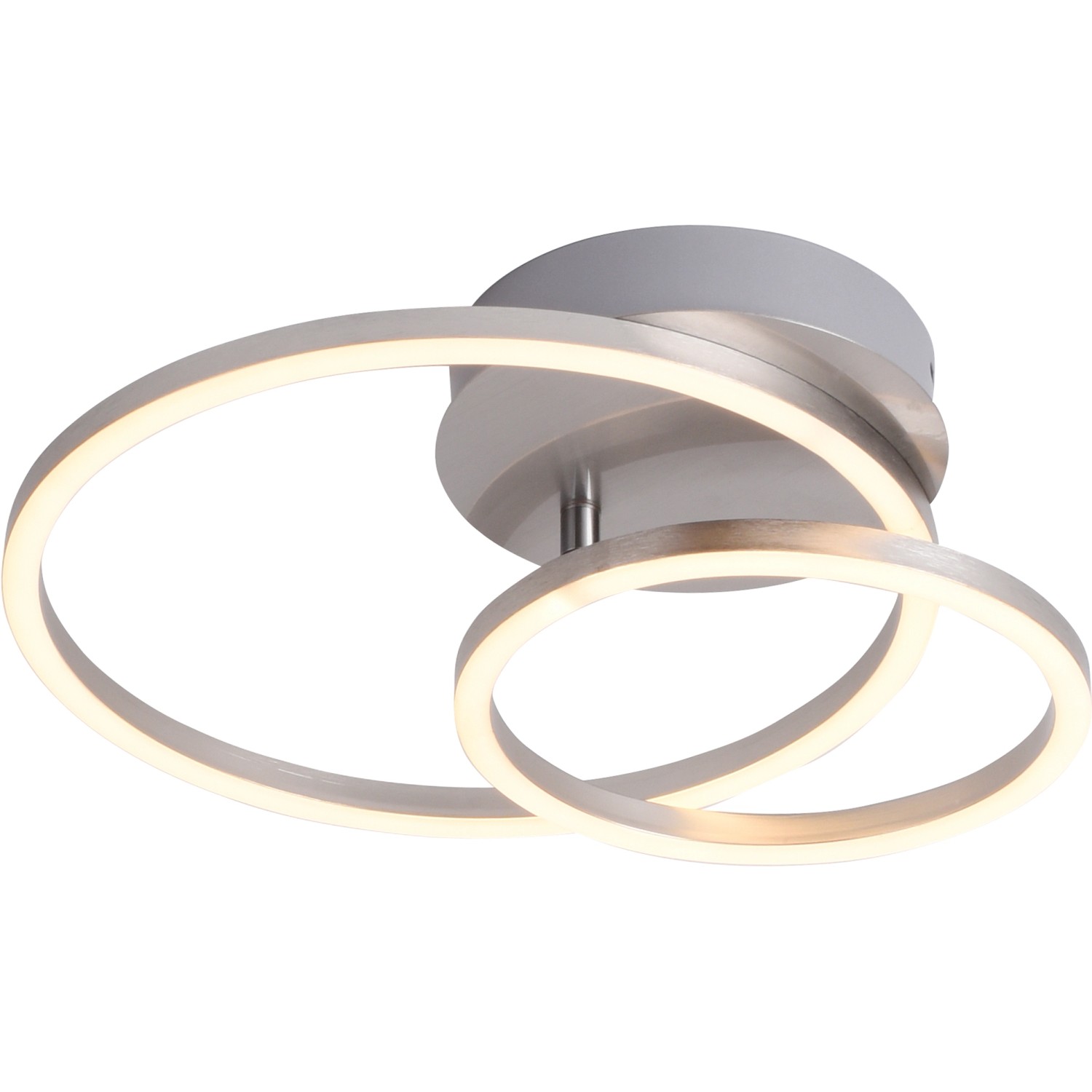 Moderne LED-Deckenleuchte Ivanka von Just Light, 41,5x29cm, mit schwenkbaren Ringen und warmweißem Licht.