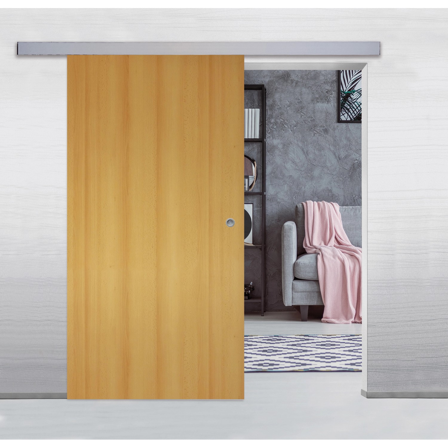 SchiebetürSystem Movento 1flügelig Aluminum eloxiert f. Holztür bis