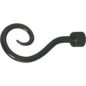 Schwarzes Mydeco Gardinenstangen-Endstück Hook für 2 cm Stangen im verspielten Design.