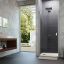 Hüppe 4-Eck-Schwingtür Design Pure, 80x190 cm, Silber Matt, teilgerahmte Duschtür im modernen Bad.