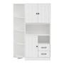 okwish Eckschrank mit Schränken Schubladen Ablagen Wohnzimmer 104x35x155cm Weiß