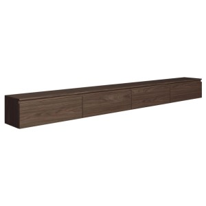 Selsey TV-Hängeboard Bemmi 300 cm in Nussbaum-Holzoptik, schwebend, mit 4 Klappen. Moderner TV-Schrank.
