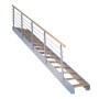 Treppe Kos 12 Stufen Eiche Geölt 85 cm Metallgeländer Grau FSC®