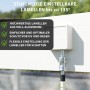 Weiße Aluminium-Lamellen der Weide Deluxe Terrassenüberdachung, stufenlos verstellbar bis 135° für UV- und Regenschutz.