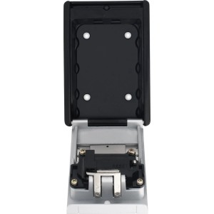 Geöffneter Abus Schlüsseltresor KeyGarage 787 B/SB zur Wandmontage, Tresor mit Zahlencode.