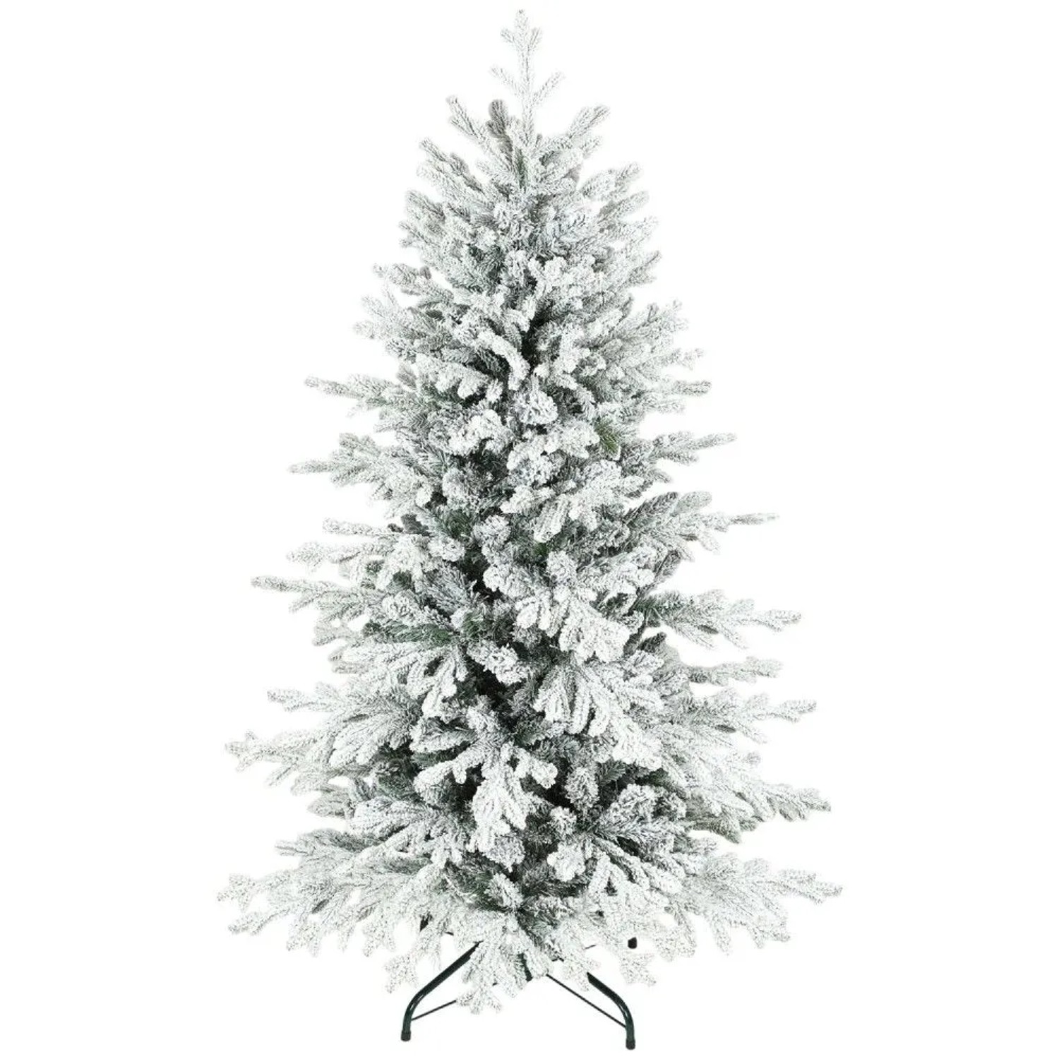 Dichter HOMCOM Weihnachtsbaum, 150 cm, mit schneegeflockten grünen Zweigen und robustem Metallfuß für festliche Dekoration.