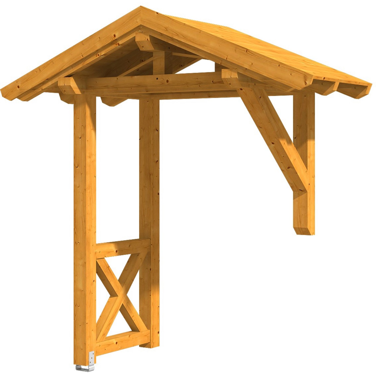 Skan Holz Haustür-Vordach Siegen 3, Eiche hell lasiert, 247x116 cm, aus Konstruktionsvollholz.