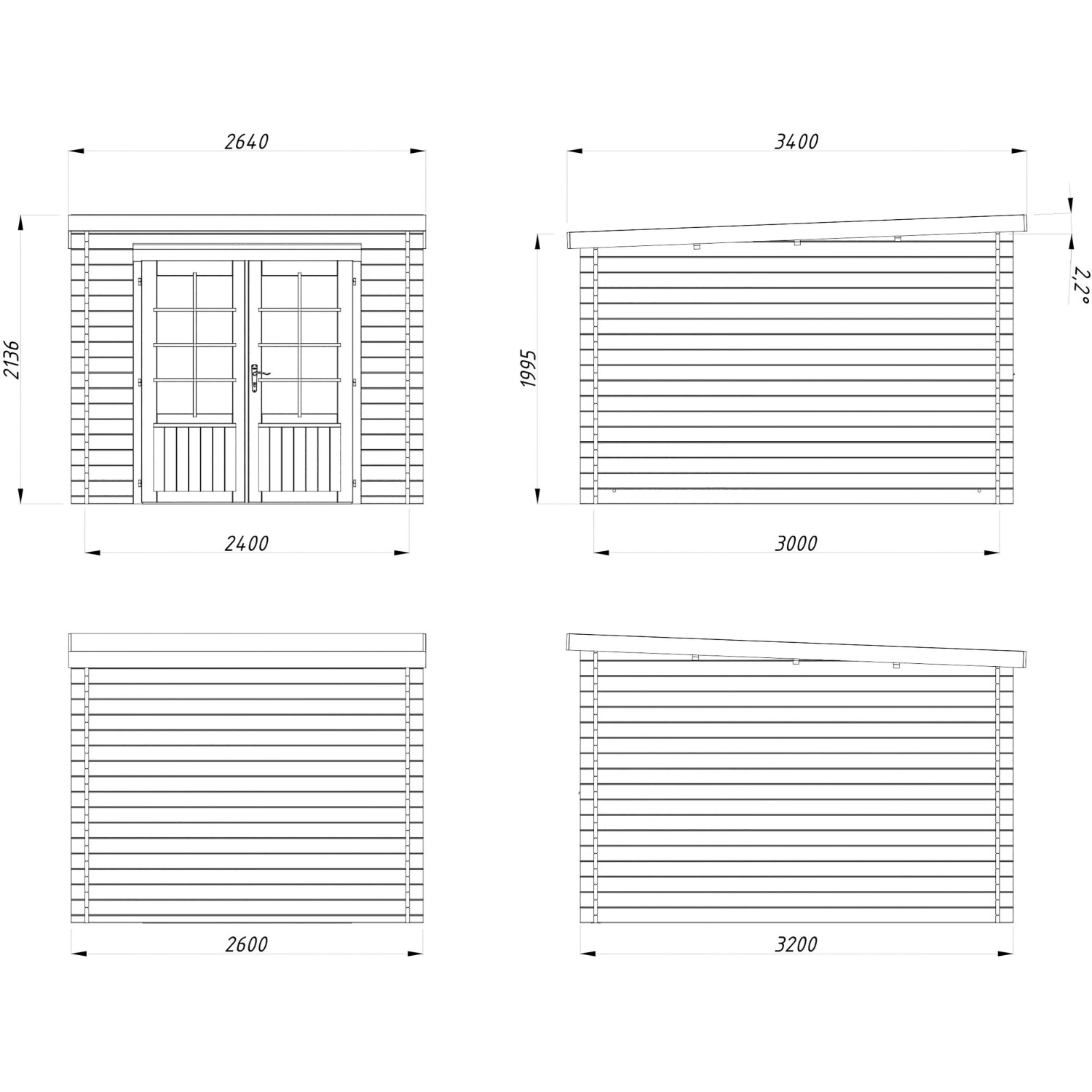 Palmako Gartenhaus Ella 240 x 300 cm Lackiert Dunkelgrau-Weiß FSC®_5