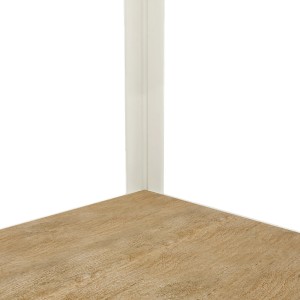 Detailansicht: Ar Shelving Regal Rivet D-Carbon Style, Grauweiß & Eiche, Regalboden und Ständer.