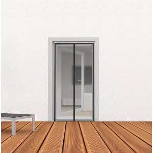 Anthrazitfarbener Easy Life Magnet-Türvorhang 100x220 cm als Insektenschutz.