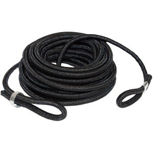 Schwarzes Expanderseil (7 m) mit Würgeklemmen (Ø 7,5 mm) für Autoanhänger zur Ladungssicherung.