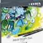 LYRA Aqua Brush Duo, 12 Stifte in verschiedenen Farben. Doppelfasermaler für präzise Linien und flächigen Farbauftrag.