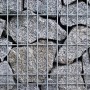 Scherf Fertig-Gabione mit Granitbruch Salz & Pfeffer Füllung, Nahaufnahme der Drahtstruktur und Steine.