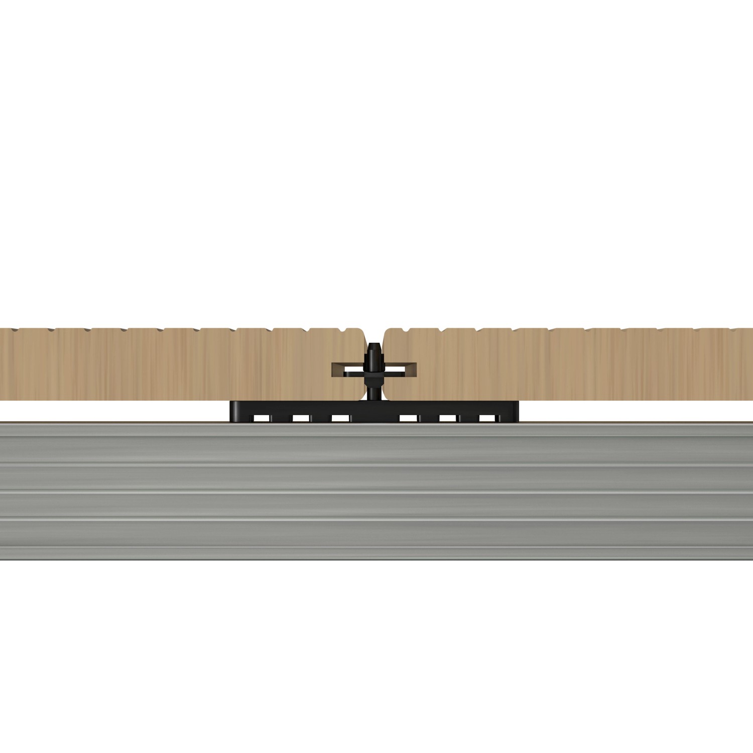 GS Terrassenclip mit Metallplatte und Schraube, zur Dielenbefestigung auf Unterkonstruktion.