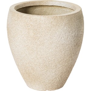 Beiger Pflanztopf, 30x30x31 cm, aus Fibreclay mit rauer Oberfläche.