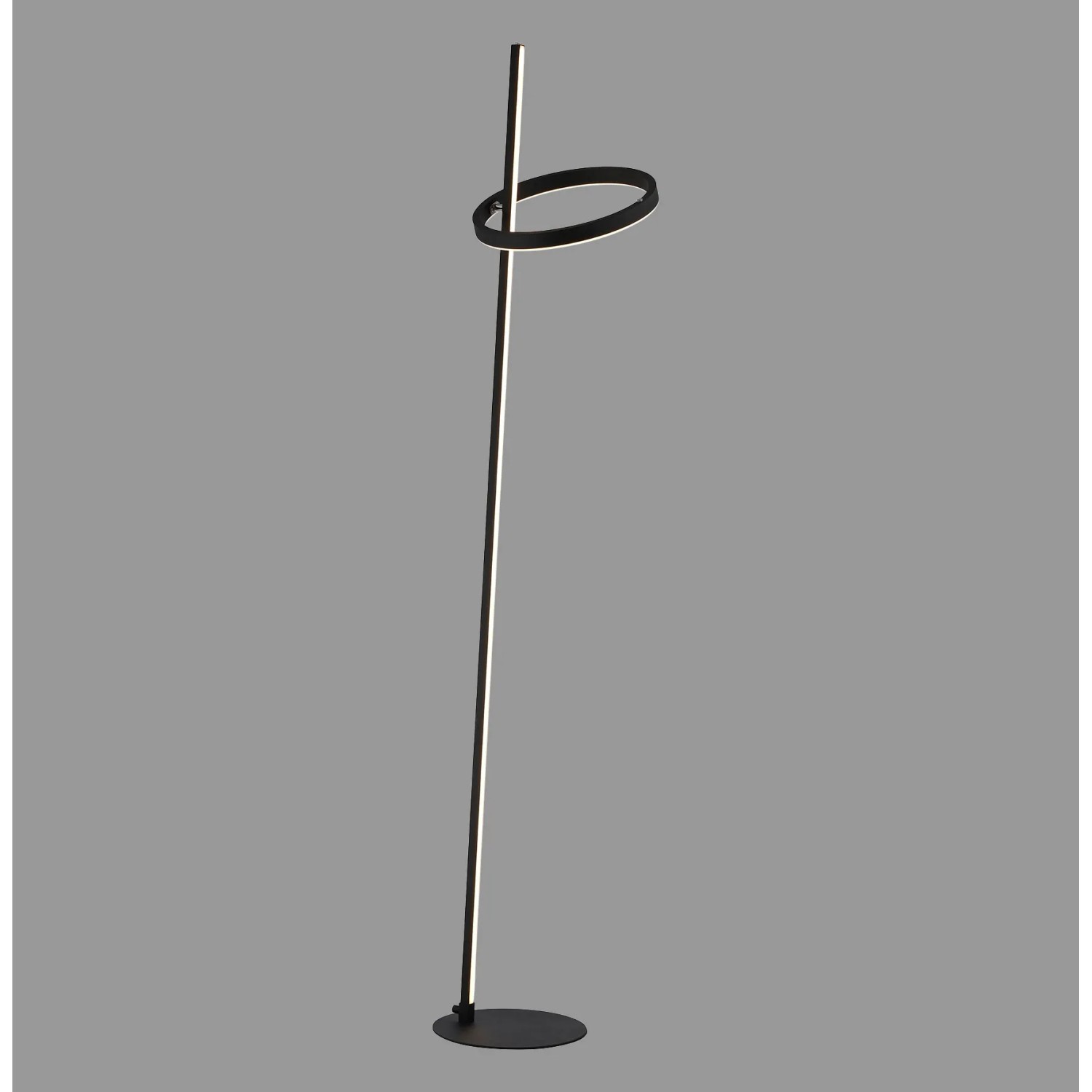 Schwarze Design-Stehlampe "Just Light Ritus" mit LED-Ring und Stab, dimmbar.