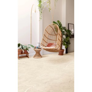 Beiger PVC-Bodenbelag in Marmoroptik Andiamo Stellar, 200 cm breit, als Meterware.