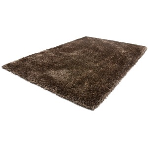 Nougatfarbener Hochflorteppich Lara, 60x110 cm, weicher Shaggy Teppich für Wohnräume.