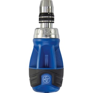 Kompakter LUX Schraubendreher mit Multi-Bits, 14-in-1 Set, Stubby-Design und blau-schwarzem Griff.