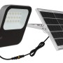 Graue Globo Solarleuchte aus Aluminiumdruckguss mit Solarpanel für den Außenbereich.