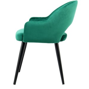 Grüner Kayoom Polsterstuhl Joris im 2er-Set mit schwarzen Beinen, Seitenansicht.