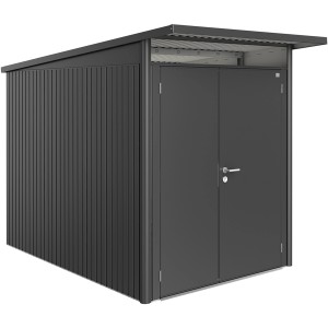 Biohort Metall-Gerätehaus AvantGarde Gr. A3 dunkelgrau-metallic Doppeltür schmal