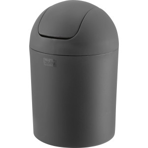 Anthrazitfarbener baliv Kosmetikeimer (1,25 l) mit Schwingdeckel.