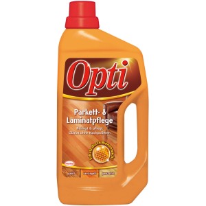 Opti Parkett- und Laminatpflege, 1000ml Flasche. Reinigungsmittel für glänzende Böden mit Bienenwachs.